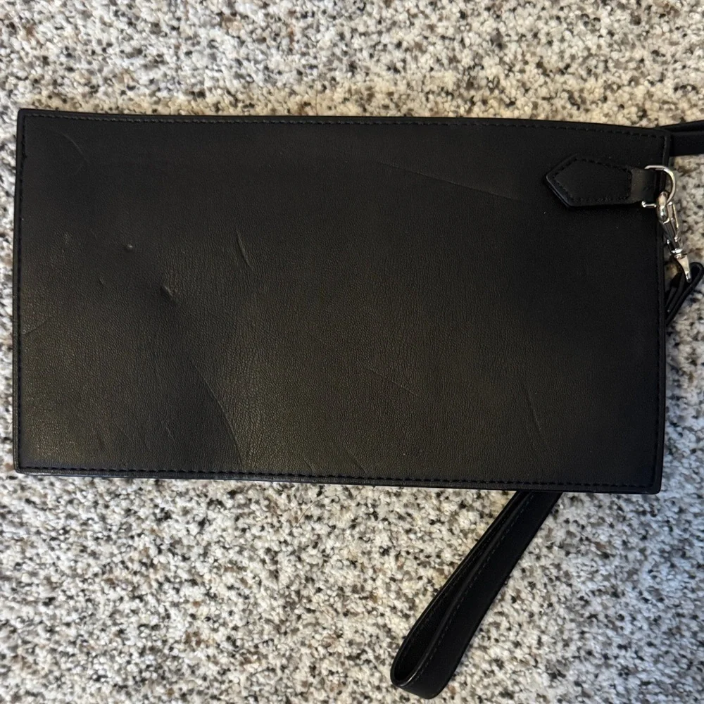 DKNY Black Clutch with Gold Accents
